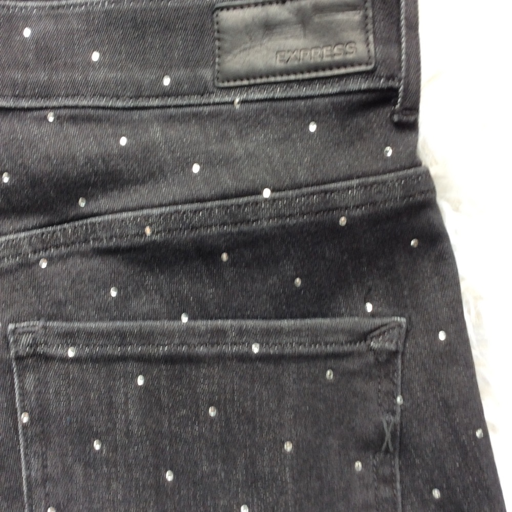 NWT Express High Rise Rhinestone Denim Legging - Picture 9 of 9